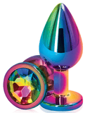 NS Novelties Butt Plug Rear Assets Multi Color and Rainbow Gemstone Anal Plug - Medium