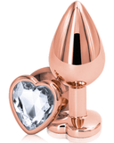 NS Novelties Butt Plug Rear Assets Rose Gold and Clear Gemstone Heart Anal Plug - Medium