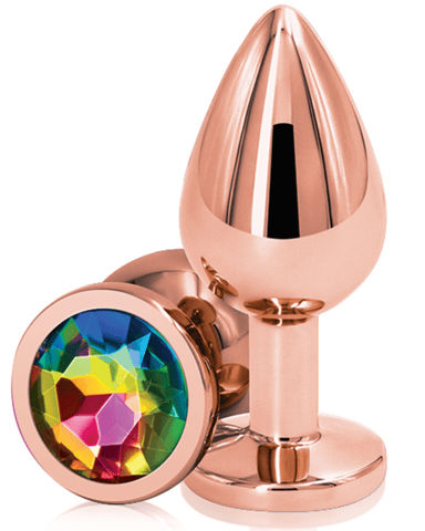 NS Novelties Butt Plug Rear Assets Rose Gold and Rainbow Gemstone Anal Plug - Small