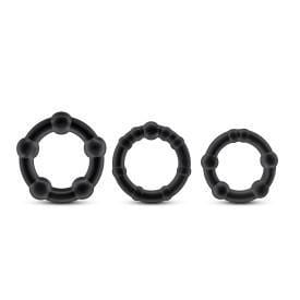 Blush Novelties Cock Ring Black Stay Hard Beaded Cock Ring 3 Package