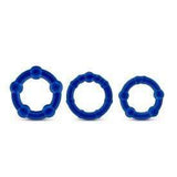 Blush Novelties Cock Ring Blue Stay Hard Beaded Cock Ring 3 Package