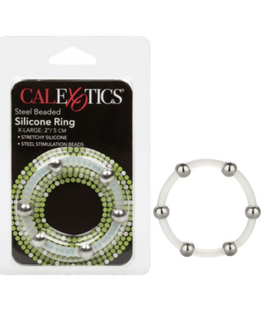 CalExotics Cock Ring Steel Beaded XL Silicone Cock Ring